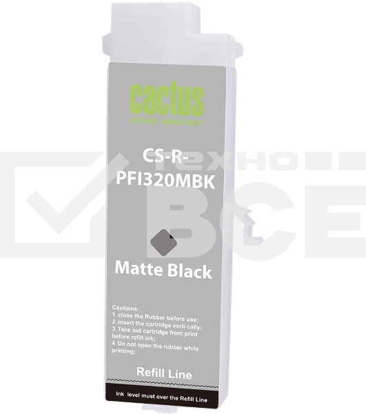 Картридж перезаправляемый струйный Cactus CS-R-PFI320MBK PFI-320 черный матовый (260мл) для Canon imagePROGRAF TM-200/200MFP/205/300/300MFP/305/250/255/350/355 без чипа