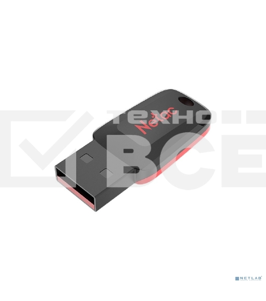Флешка USB Netac U197 (NT03U197N-004G-20BK), 4Gb, USB 2.0, R/W 25/10, черный/красный
