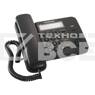 Телефон проводной Panasonic KX-TS2352RUB черный {индикатор вызова,порт для доп. телеф. оборуд.,4 уровня громкости звонка}