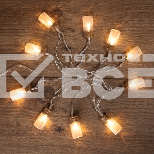 Гирлянда светодиодная «Баночки» 1.5 м, 10 LED, прозрачный ПВХ, цвет свечения теплый белый, 2 х АА (батарейки не в комплекте) NEON-NIGHT