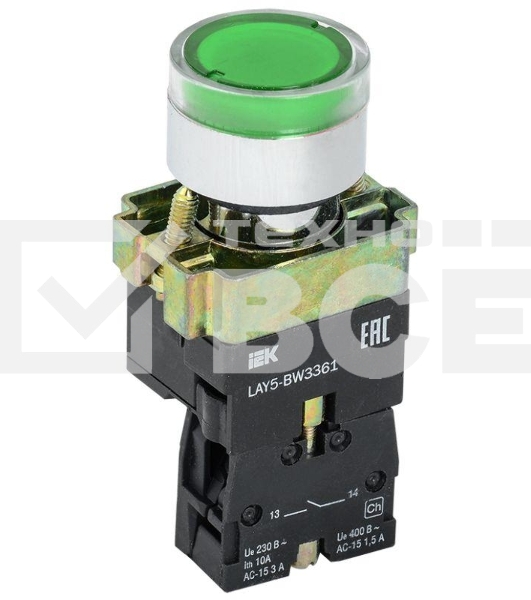Кнопка LAY5-BW3361 с подсв. зел. 1з ИЭК BBT50-BW-K06