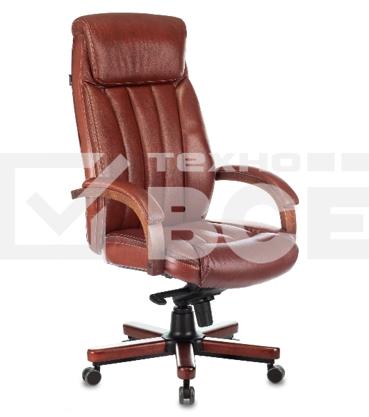 Кресло руководителя Бюрократ T-9922WALNUT светло-коричневый Leather Eichel, кожа, крестовина дерево