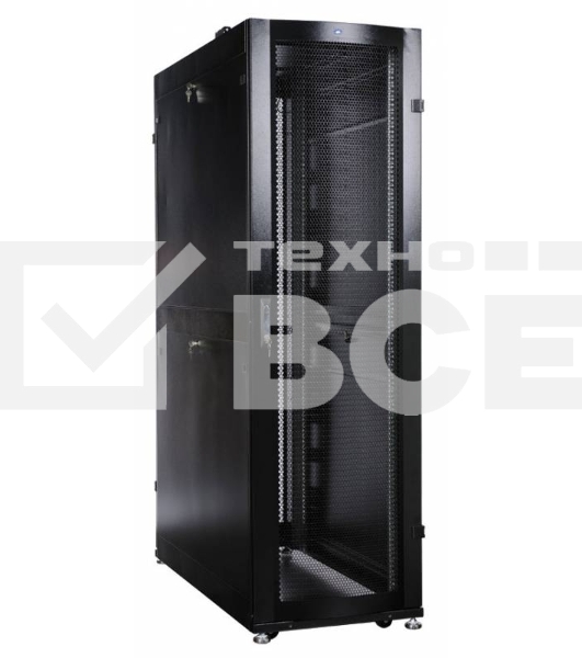 Шкаф серверный ПРОФ напольный 48U (600x1200) дверь перфор. 2 шт., черный, в сборе
