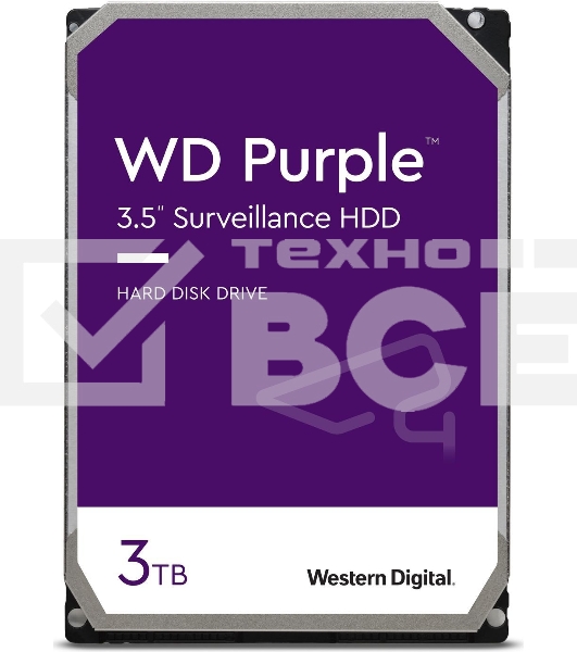 Жесткий диск Western Digital 3TB WD33PURZ SATA-III Surveillance Purple (5400rpm) 256Mb 3.5