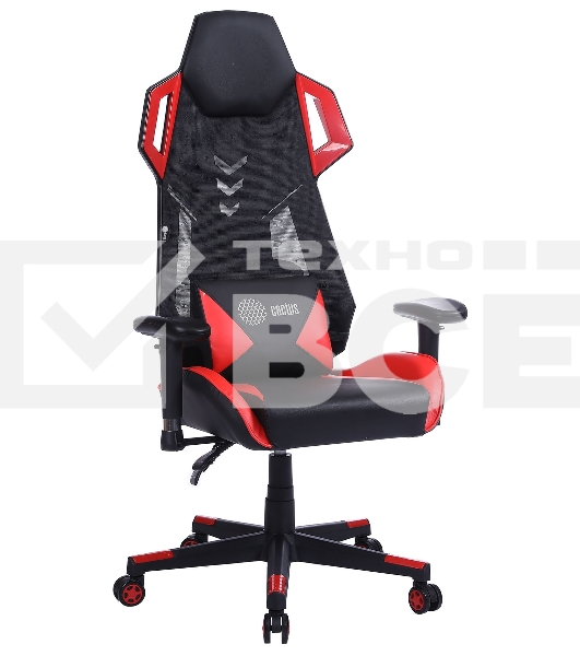 Кресло игровое Cactus CS-CHR-090BLR черный/красный, сиденье черный/красный, эко.кожа/сетка, крестовина пластик, пластик черный