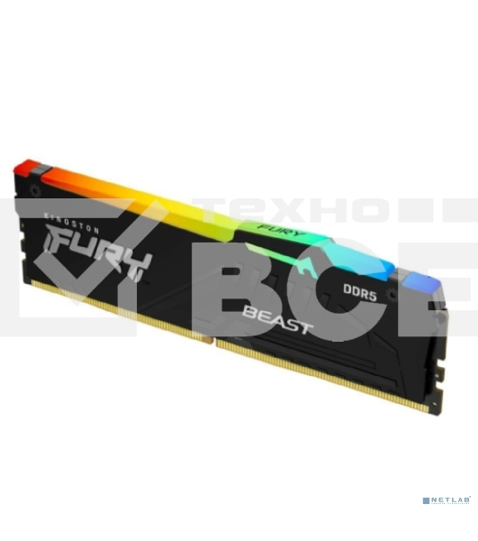 Оперативная память Kingston Fury Beast, DDR5, 8GB (1x8GB), 6000MHz, CL36, с радиатором, RGB, черный