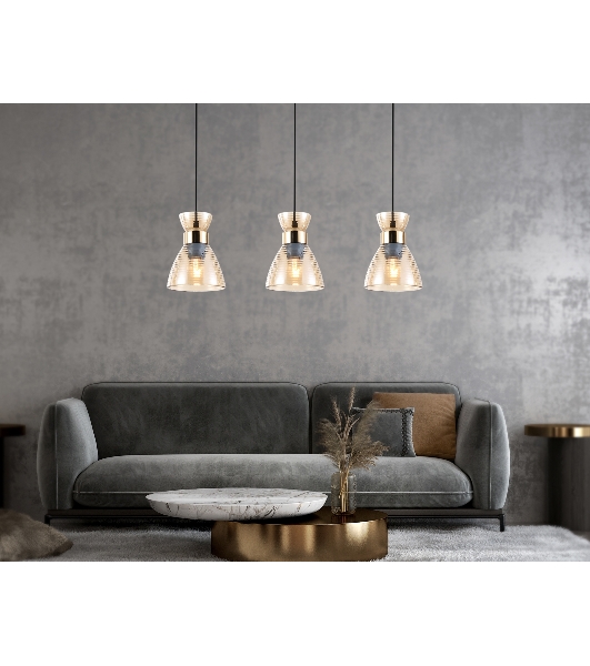 Светильник Ambrella light TR3404/3 BK/FGD/TI черный/золото/янтарь E27/3 max 60W 550*135*1000