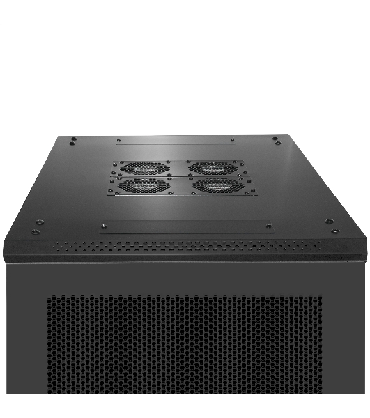Шкаф телекоммуникационный 19' напольный 42U ExeGate EC-FS-42U.600.1000.V.V.BLACK (19”, 42U, 600x1000x2054mm (ШхГхВ), передняя и задняя двери перфорированные, съемные боковые панели, пыле- и влагозащита IP20, встроенный вентиляционный модуль, 1 полка в комплекте, черный RAL 9004, 3 коробки)