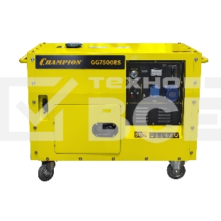 ГенераторCHAMPION GG7500ES5.5/6кВт OHV420 16лс 15л 126кг 2.5л/ч 12V эл.старт колеса шумозащита