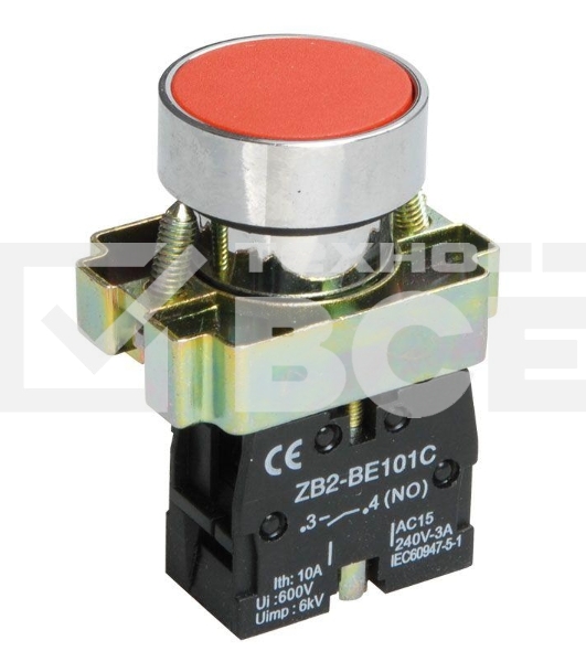 Кнопка LAY5-BA42 без подсветки красн. 1р ИЭК BBT61-BA-K04