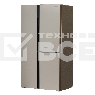 Холодильник Hyundai CS5073FV шампань стекло трехкамерный инвертер Side by Side 292/167л морозилка сбоку