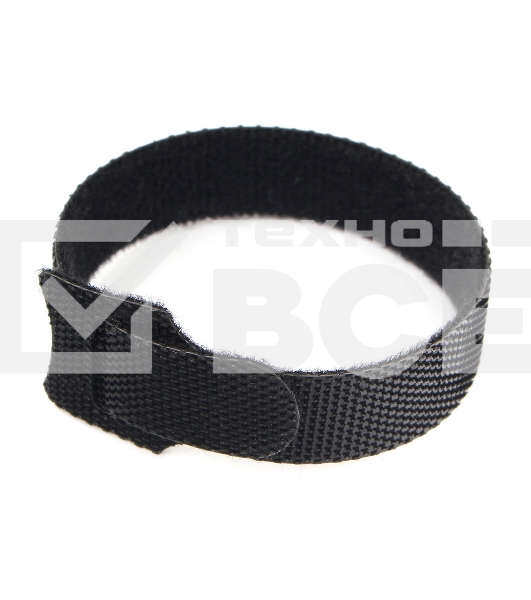 Хомуты-липучки на основе ленты Velcro VT-145x11BK 145 x 11 мм, черные (12 шт.)