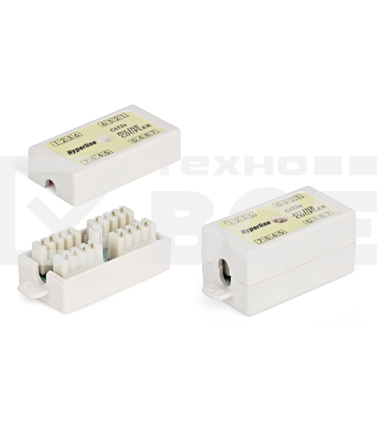 Проходной адаптер (coupler) Hyperline CA-IDC-C5e-WH Dual IDC (110&Krone), категория 5e, 4 пары