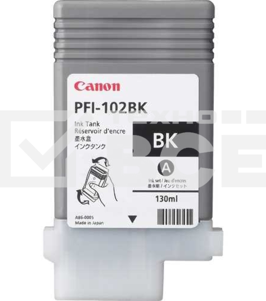 Картридж струйный Canon PFI-102Bk (0895B001) черный (130 мл.) для Canon iPF605, iPF610, iPF650, iPF655, iPF710, iPF750, iPF755, LP17, iPF510