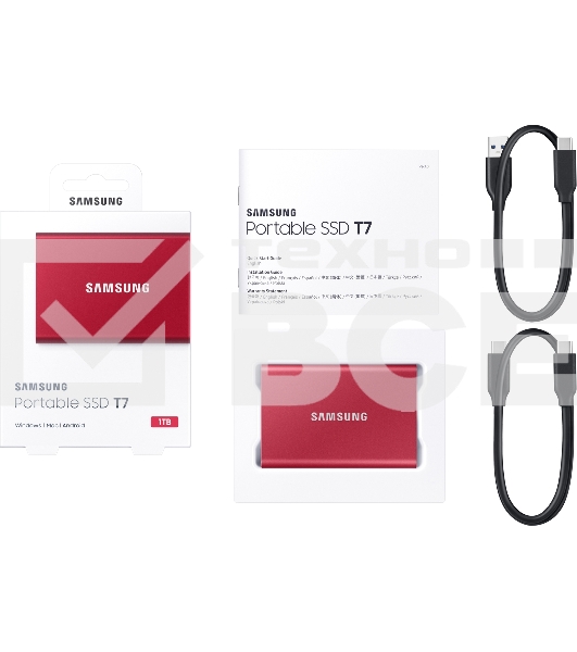 Накопитель SSD Samsung T7 MU-PC1T0R/WW, USB-C, 1Tb, 1.8
