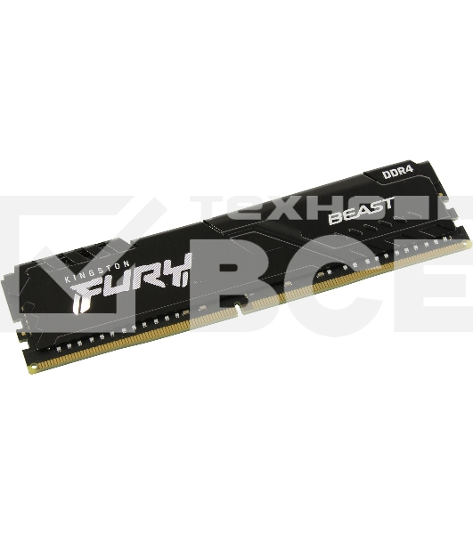 Оперативная память Kingston Fury Beast, DDR4, 16GB (1x16GB), 3200MHz, CL16, с радиатором, чёрный
