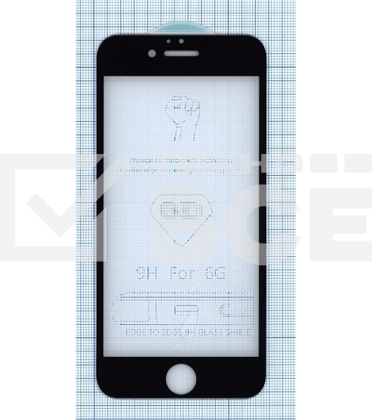 Защитное стекло 6D для Apple iPhone 6/6S черный