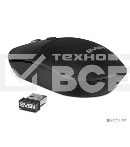 Мышь беспроводная SVEN RX-515SW черный, 1600 dpi, радиоканал, USB, кнопки - 4