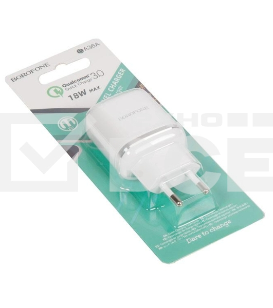 Зарядное устройство BOROFONE BA36A High speed QC 3.0 один порт USB, 5V, 3.0A, белый