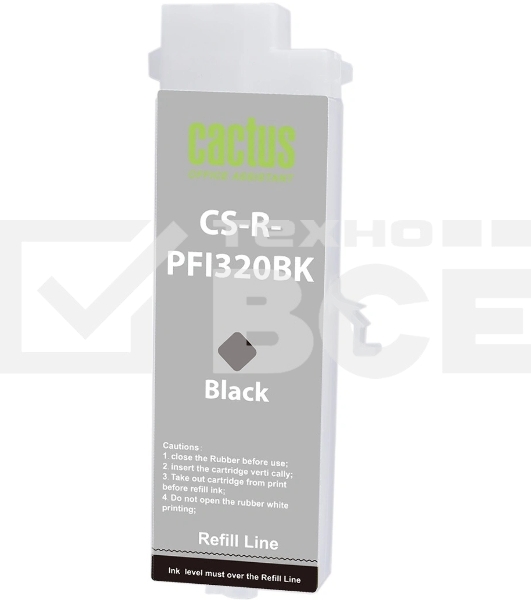 Картридж перезаправляемый струйный Cactus CS-R-PFI320BK PFI-320BK черный (260мл) для Canon imagePROGRAF TM-200/200MFP/205/300/300MFP/305/250/255/350/355