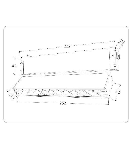Управляемый светодиодный светильник для шинопровода Magnetic Ambrella light GL1342 BK черный IP20 12W 3000K-6400K 220V 24° 232*25*112 (Без ПДУ)