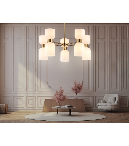 Люстра Ambrella light LH56093/10 BS/FR латунь/белый матовый E14*10 max 40W D700*510