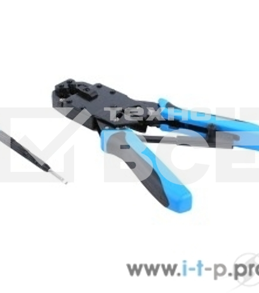 Монтажный инcтрумент Hyperline HT-2008AR Инструмент обжимной для RJ-45, RJ-12, RJ-11 (8P8C, 6P6C, 4P4C), профессиональный, с храповым механизмом 