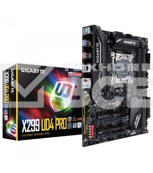 Материнская плата Gigabyte X299 UD4 PRO, LGA2066, Intel X299, 8xDDR4, 8xSATA, 2xM.2, 2xPCIe 3.0 x16, 1xPCIe 3.0 x8, 2xPCIe 3.0 x4, 6xUSB-A 5Gbps, 2xUSB-A 10Gbps, 6x3.5 мм, 7.1, ATX