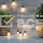 Гирлянда светодиодная «Баночки» 1.5 м, 10 LED, прозрачный ПВХ, цвет свечения теплый белый, 2 х АА (батарейки не в комплекте) NEON-NIGHT, фото3