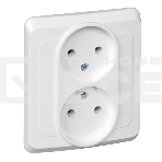 Розетка 2-м СП Этюд 16А IP20 без заземл. бел. SchE PC16-005B, фото 1