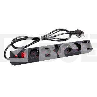 Удлинитель с сетевым фильтром 6х7 м с заземл. 10А IP20 защ. шторки ПВС 3х0.75 черный UNIVersal 967U-4007