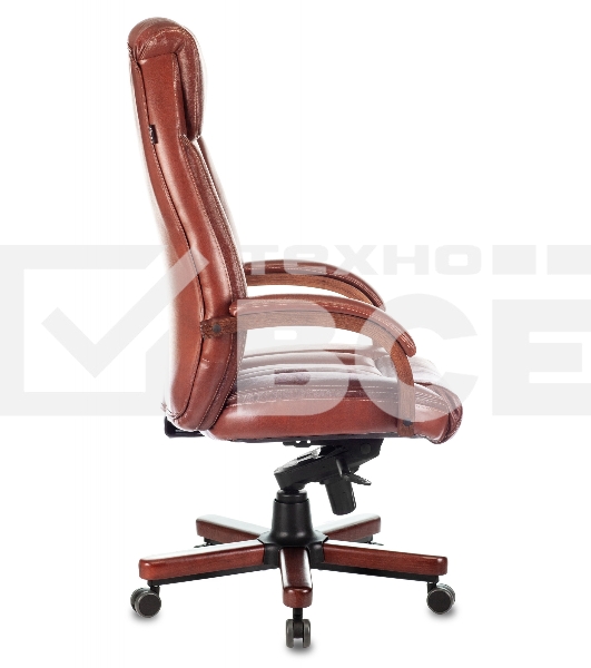 Кресло руководителя Бюрократ T-9922WALNUT светло-коричневый Leather Eichel, кожа, крестовина дерево