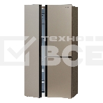Холодильник Hyundai CS5073FV шампань стекло трехкамерный инвертер Side by Side 292/167л морозилка сбоку, фото2