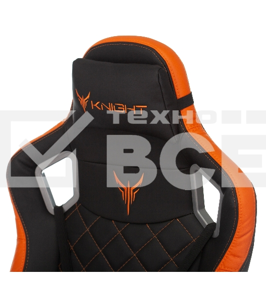 Кресло игровое Knight OUTRIDER черный/оранжевый ромбик эко.кожа с подголов. крестовина металл
