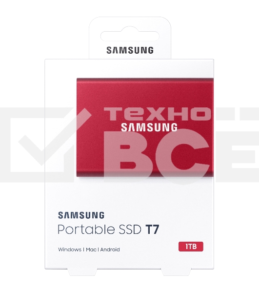 Накопитель SSD Samsung T7 MU-PC1T0R/WW, USB-C, 1Tb, 1.8
