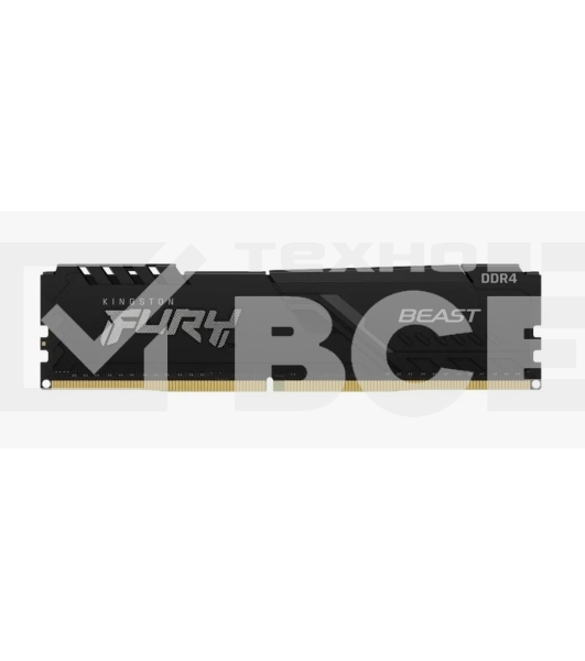 Оперативная память Kingston Fury Beast, DDR4, 16GB (1x16GB), 3200MHz, CL16, с радиатором, чёрный