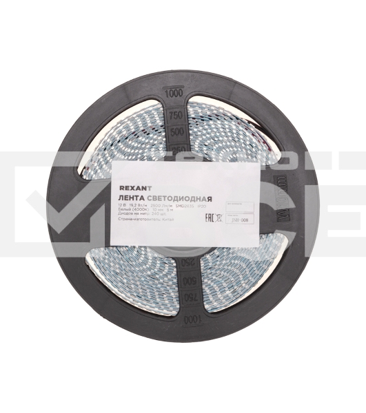 Лента светодиодная 12В, SMD2835, 19,2Вт/м, 240 LED/м, 4000K, 10мм, 5м,IP20 Rexant