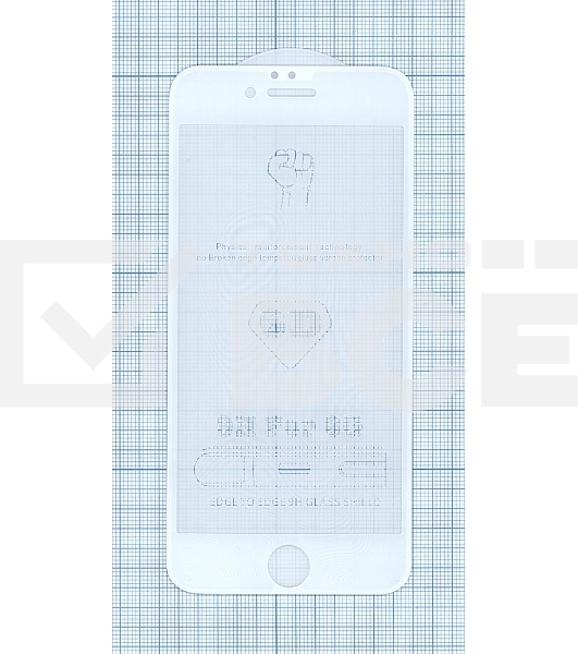Защитное стекло 6D для Apple iPhone 6/6S белый
