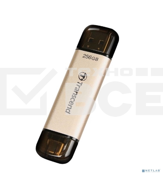 Флеш диск Transcend USB 256GB, JETFLASH USB3.2, TLC, High Speed, Type-C и Type A (420/400 МБ/с)