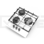 Газовая варочная панель Evelux HEG 425 WG Hi-Tech, 45 см, 3 конфорки, WOK-конфорка, чугунные решетки, газ-контроль, электроподжиг, механическое управление, цвет белый, фото 1