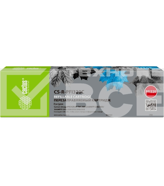 Картридж перезаправляемый струйный Cactus CS-R-PFI320C PFI-320C голубой для Canon imagePROGRAF TM-200/200MFP/205/300/300MFP/305/250/255/350/355