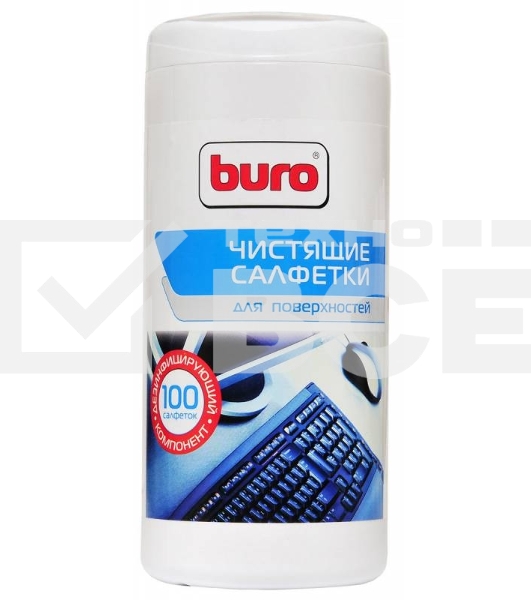 Салфетки Buro BU-Tsurface для поверхностей туба 100шт влажных