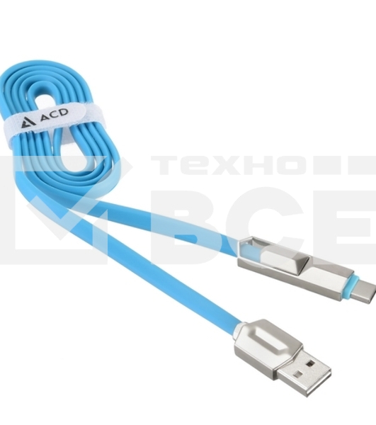 Кабель USB ACD-DUAL Lightning / MicroUSB ~ USB-A 2в1, TPE, 1м, синий (ACD-U924-CML)