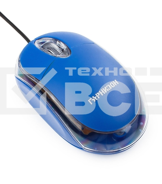 Мышь проводная Гарнизон GM-100B синий, 1000 dpi, USB, кнопки - 3