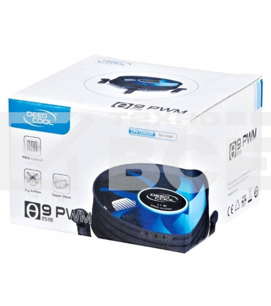 Кулер для процессора DEEPCOOL THETA 9 PWM черный/синий, 92 мм, алюминий, 3200 об/мин, 41.3 дБ, 4 pin, 95 Вт, 46.5 мм