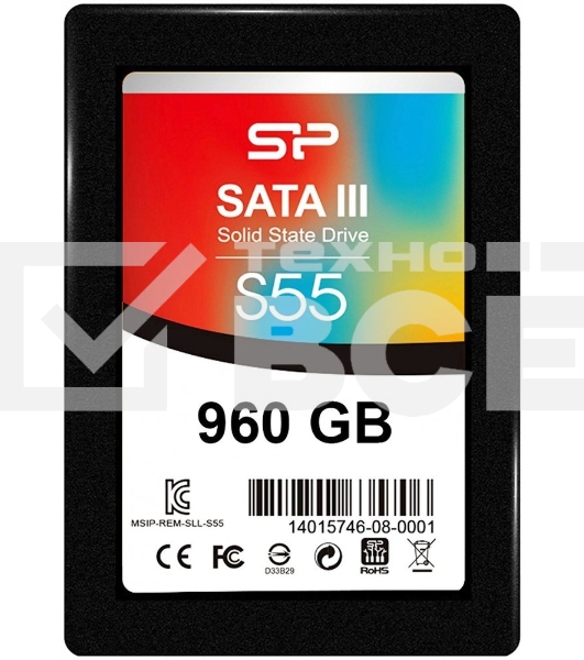 Накопитель SSD SiliconPower Slim S55, 960Gb, SATA, 2.5
