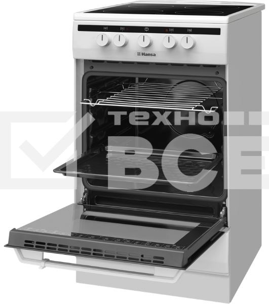 Плита электрическая Hansa FCCW54002 белый, конфорок 4 шт, духовка 68 л, 50 см x 85 см x 60 см