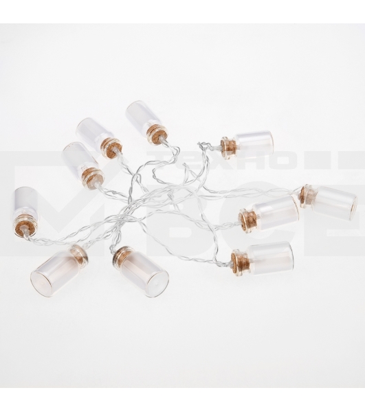 Гирлянда светодиодная «Баночки» 1.5 м, 10 LED, прозрачный ПВХ, цвет свечения теплый белый, 2 х АА (батарейки не в комплекте) NEON-NIGHT