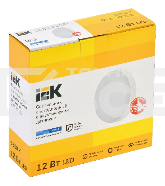 Светильник IEK LED ДПО 2012Д 12Вт IP54 6500К круг белый с АД