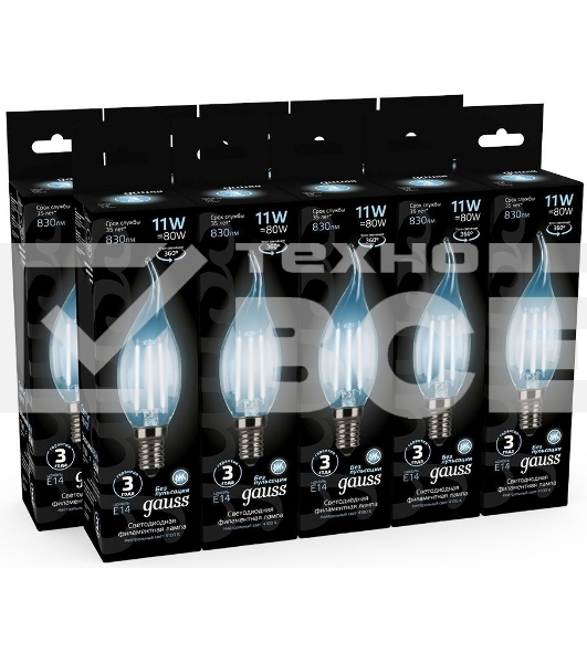 Светодиодная лампа Filament Свеча на ветру 11W 830lm 4100К Е14 LED